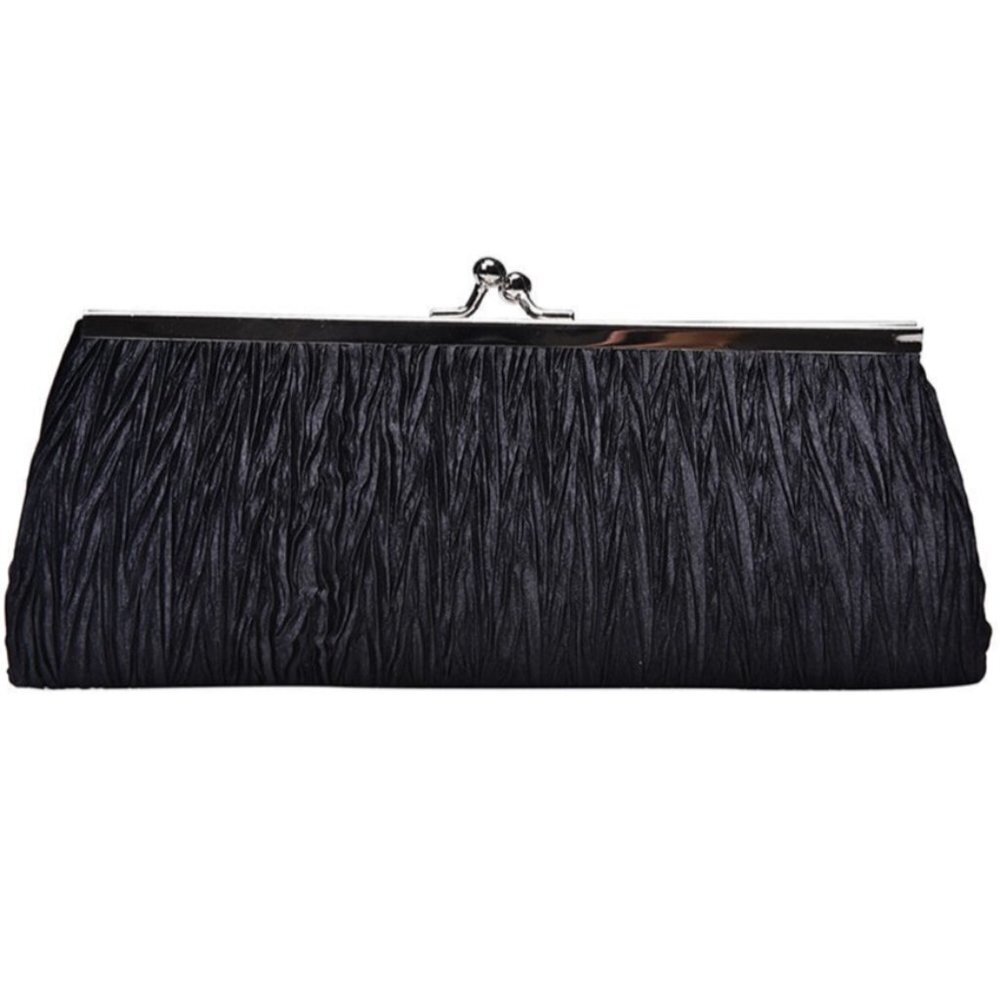 Classy little Crinkled satin Kiss Lock Evening clutch
